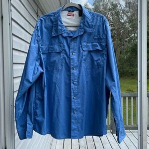 Wrangler 3XL Mens EUC Blue Button Down Long Sleeve Shirt
